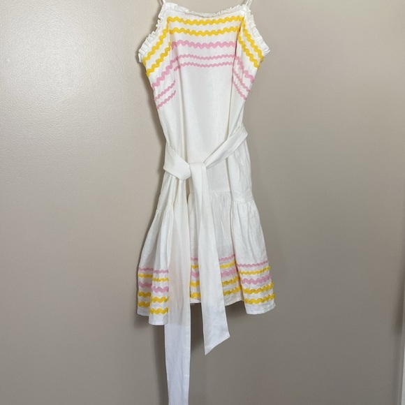 Lisa Marie Fernandez X Target Dress Ric Rac Sleeveless Mini White Yellow Pink S - Picture 13 of 14